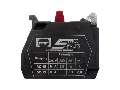 Papildomas kontaktas mygtukui | 0,3-8A | 48-400VAC/24-220VDC | 1NC | IP20 | Promfactor Baltic | FP NC | 4779040152500