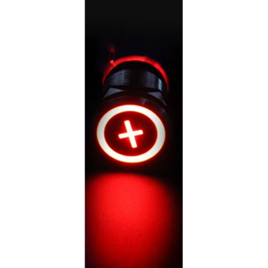 Push Button | 22mm | 230V | 1NO | Red | with LED illumination | with plus “+” symbol | IP65
