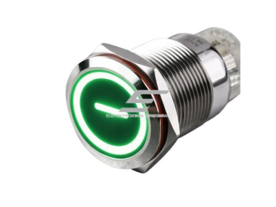 Mygtukas | 22mm | 230V | 1NO | žalias | su LED pašvietimu | su minuso „-“ simboliu | IP65