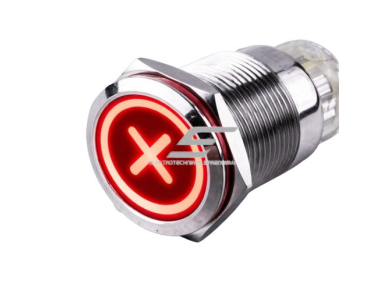 Mygtukas | 22mm | 230V | 1NO | raudonas | su LED pašvietimu | su pliuso „+“ simboliu | IP65