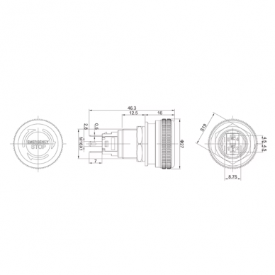 Emergency STOP button | 16mm | 220V | 1NO+1NC | LED (green) | IP65 | latching | anodized aluminum 1 Emergency STOP button | 16mm | 220V | 1NO+1NC | LED (green) | IP65 | latching | anodized aluminum 1