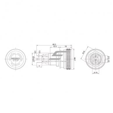 Emergency STOP button | 16mm | 220V | 1NO+1NC | LED (red) | IP65 | latching | anodized aluminum 1 Emergency STOP button | 16mm | 220V | 1NO+1NC | LED (red) | IP65 | latching | anodized aluminum 1