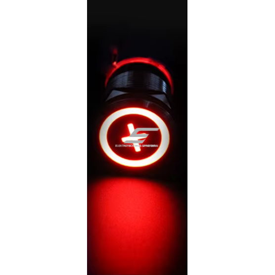 Przycisk | 22mm | 230V | 1NO | czerwony | z podświetleniem LED | z symbolem „+” | IP65 1