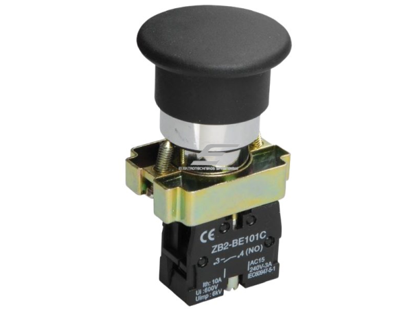 Mygtukas | Grybas | 22mm | 400-660V | 1NO | juodas | 1z | IEK | LAY5-BC21 | 4606056162097