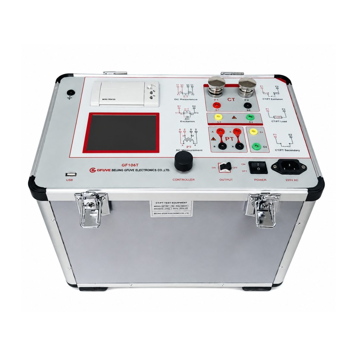 Pārnēsājams CT/PT transformatoru testeris | strāvas un sprieguma transformatoru analizators | 0–1000 A | 0–2500 V | precizitāte līdz 0,2 % | USB | LCD