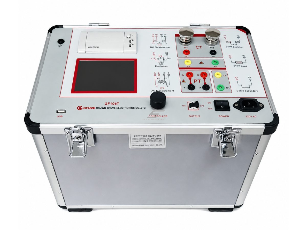 Nešiojamas CT/PT transformatorių testeris | srovės ir įtampos transformatorių analizatorius | 0–1000 A | 0–2500 V | tikslumas iki 0,2 % | USB | LCD