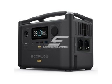 Nešiojamas rezervinis elektros energijos šaltinis | 720Wh | AC išėjimas iki 600W | juodas | EcoFlow | RIVER PRO | 1ECOR600P Nešiojamas rezervinis elektros energijos šaltinis | 720Wh | AC išėjimas iki 600W | juodas | EcoFlow | RIVER PRO | 1ECOR600P
