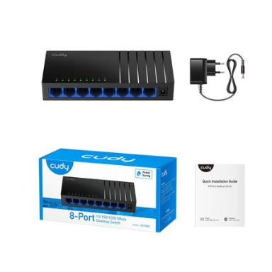 Ne pārvaldāms Gigabit komutators | 8 porti | plastmasas | 16 Gbps | 11.9 Mpps | 10/100/1000 Mbps | Plug & Play | SWITCH CUDY GS108D Ne pārvaldāms Gigabit komutators | 8 porti | plastmasas | 16 Gbps | 11.9 Mpps | 10/100/1000 Mbps | Plug & Play | SWITCH CUDY GS108D