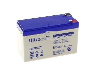 Akumuliatorius AGM | 7Ah | 12V | 151x65x94mm | Ultracell | UL7-12 Akumuliatorius AGM | 7Ah | 12V | 151x65x94mm | Ultracell | UL7-12