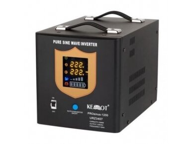 Nepertraukiamo maitinimo šaltinis | 1200W | 12V/230VAC | sinusas | nešiojamas | juodas | KEMOT | URZ3407B Nepertraukiamo maitinimo šaltinis | 1200W | 12V/230VAC | sinusas | nešiojamas | juodas | KEMOT | URZ3407B