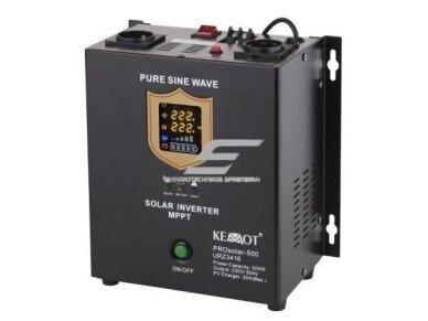 Nepertraukiamo maitinimo šaltinis | 500W | 12V/230VAC | sinusas | stacionarus | juodas | KEMOT | PROsolar-500 | URZ3416 Nepertraukiamo maitinimo šaltinis | 500W | 12V/230VAC | sinusas | stacionarus | juodas | KEMOT | PROsolar-500 | URZ3416