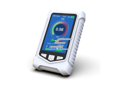 Nešiojamas ozono (O₃) dujų detektorius 3-in-1 | 0–50 ppm | temperatūra + drėgmė | LCD ekranas | garsinė signalizacija | Li-ion 2000 mAh | ABS plastikas