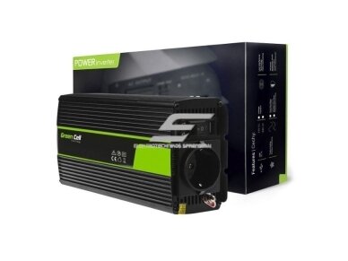 Automobilinis įtampos keitiklis | 24VDC/230VAC | 500W/1000W | 50Hz | su USB 5V 2,1A | Green cell | INV04