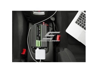 Automobilinis įtampos keitiklis | 24VDC/230VAC | 500W/1000W | 50Hz | su USB 5V 2,1A | Green cell | INV04 3