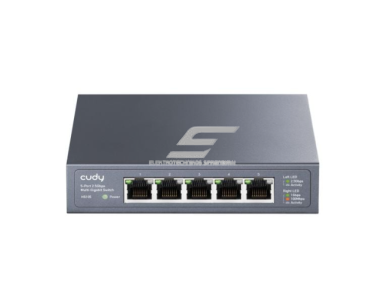 Komutatorius 5 portai | 25Gbps | 18.6Mpps | 10/1000/2500Mbps | pramoninis | SWITCH CUDY HS105