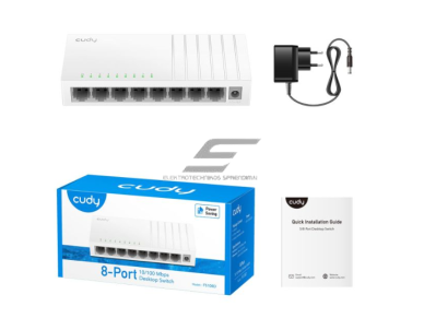 Nevaldomas Gigabit Ethernet komutatorius 8 portai  | 1.6Gbps |  1.1904Mpps | 10/100Mbps | SWITCH CUDY FS108D 2