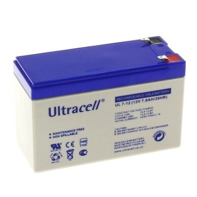 AGM aku | 7Ah | 12V | 151x65x94mm | Ultracell UL7-12 AGM aku | 7Ah | 12V | 151x65x94mm | Ultracell UL7-12