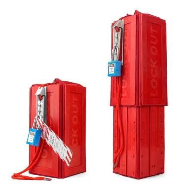 Industrial LOTO protective lockout cover | for large electrical plugs and crane control pendants | 356-479.5mm | up to 4 padlocks 1 Industrial LOTO protective lockout cover | for large electrical plugs and crane control pendants | 356-479.5mm | up to 4 padlocks 1