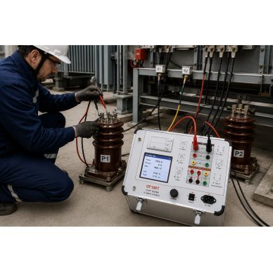 Pārnēsājams CT/PT transformatoru testeris | strāvas un sprieguma transformatoru analizators | 0–1000 A | 0–2500 V | precizitāte līdz 0,2 % | USB | LCD 4