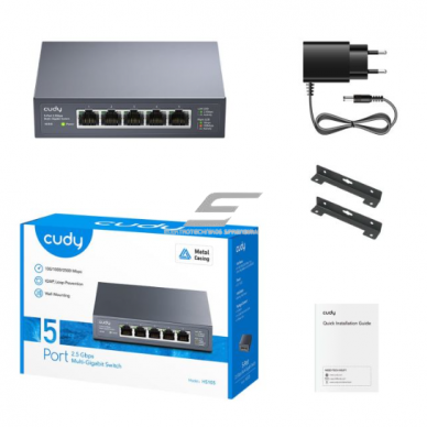 Коммутатор 5 портов | 25Gbps | 18.6Mpps | 10/1000/2500Mbps | промышленный | SWITCH CUDY HS105 2