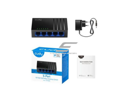 Nevaldomas Gigabit Ethernet komutatorius 5 portai  | iki 10Gbps | 7.44Mpps | 10/100/1000 Mbps | Plug & Play | SWITCH CUDY GS105D 2