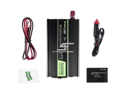 Automobilinis įtampos keitiklis | 24VDC/230VAC | 500W/1000W | 50Hz | su USB 5V 2,1A | Green cell | INV04 2 Automobilinis įtampos keitiklis | 24VDC/230VAC | 500W/1000W | 50Hz | su USB 5V 2,1A | Green cell | INV04 2