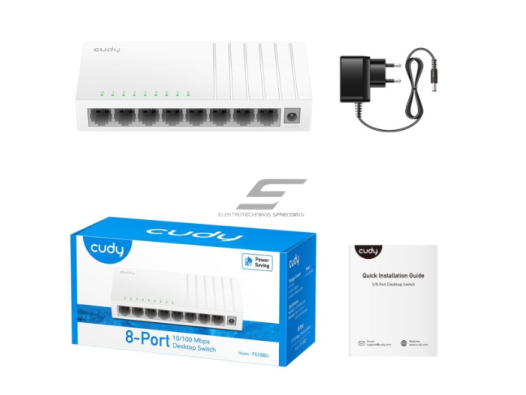 Nevaldomas Gigabit Ethernet komutatorius 8 portai  | 1.6Gbps |  1.1904Mpps | 10/100Mbps | SWITCH CUDY FS108D 2