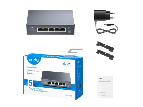 Komutatorius 5 portai | 25Gbps | 18.6Mpps | 10/1000/2500Mbps | pramoninis | SWITCH CUDY HS105 2 Komutatorius 5 portai | 25Gbps | 18.6Mpps | 10/1000/2500Mbps | pramoninis | SWITCH CUDY HS105 2