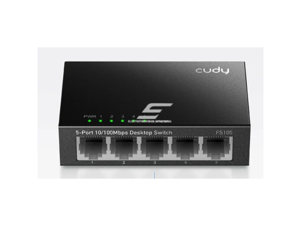 Nevaldomas Ethernet komutatorius 5 portai  | 1Gbps | 0.744Mpps | 10/100Mbps | Plug & Play | CUDY FS105