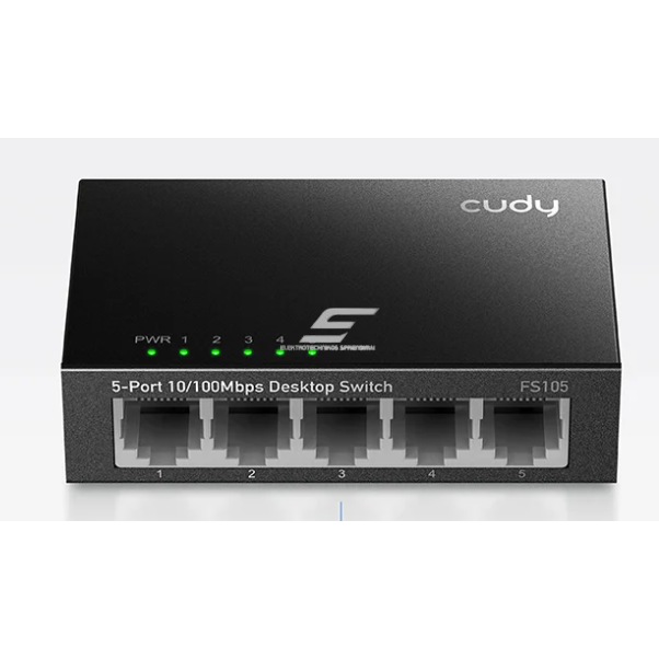 Haldamata Ethernet kommutaator 5 porti | 1Gbps | 0.744 Mpps | 10/100Mbps | Plug & Play | CUDY FS105 Haldamata Ethernet kommutaator 5 porti | 1Gbps | 0.744 Mpps | 10/100Mbps | Plug & Play | CUDY FS105