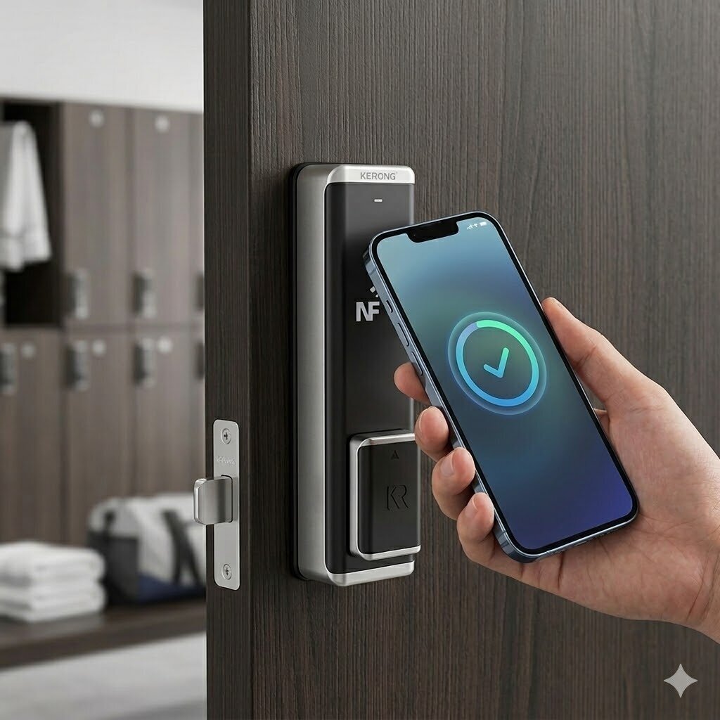 NFC smart lock for cabinets | battery-free | phone NFC unlocking | IP66 | 153x40x51.45mm | aluminum + ABS | black/silver 3