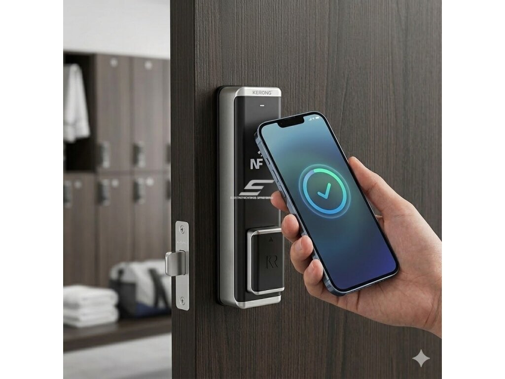 NFC išmanioji spyna spintelėms | be baterijos | telefono NFC atrakinimas | IP66 | 153x40x51.45mm | aliuminis + ABS | juoda/sidabrinė 3