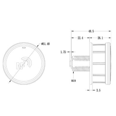 Smart cabinet lock | NFC unlocking | Φ51.48x48.5mm | black 3