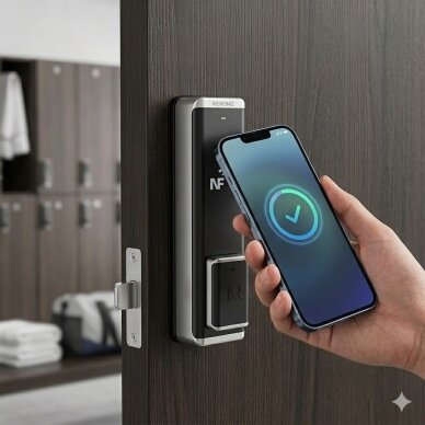 NFC smart lock for cabinets | battery-free | phone NFC unlocking | IP66 | 153x40x51.45mm | aluminum + ABS | black/silver 3