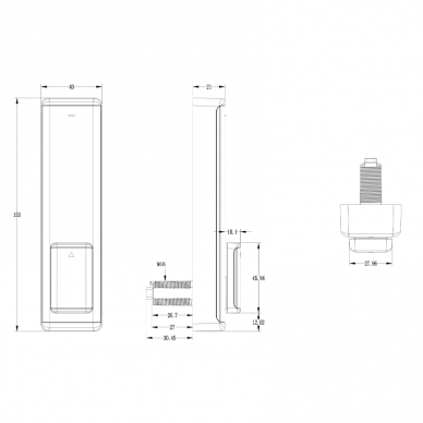 NFC smart lock for cabinets | battery-free | phone NFC unlocking | IP66 | 153x40x51.45mm | aluminum + ABS | black/silver 2