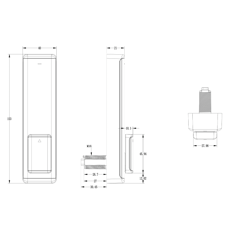 NFC smart lock for cabinets | battery-free | phone NFC unlocking | IP66 | 153x40x51.45mm | aluminum + ABS | black/silver 2