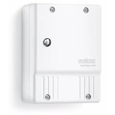 Photo relay with built-in sensor | wall-mounted | with night economy mode | 1000 W | 230–240 V AC | 0.5–10 lx | IP54 | STEINEL | NightMatic 3000 Vario Photo relay with built-in sensor | wall-mounted | with night economy mode | 1000 W | 230–240 V AC | 0.5–10 lx | IP54 | STEINEL | NightMatic 3000 Vario