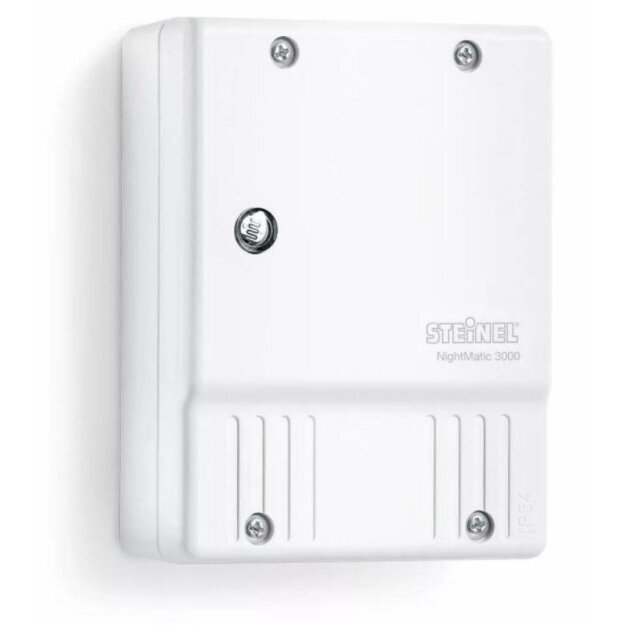 Photo relay with built-in sensor | wall-mounted | with night economy mode | 1000 W | 230–240 V AC | 0.5–10 lx | IP54 | STEINEL | NightMatic 3000 Vario Photo relay with built-in sensor | wall-mounted | with night economy mode | 1000 W | 230–240 V AC | 0.5–10 lx | IP54 | STEINEL | NightMatic 3000 Vario