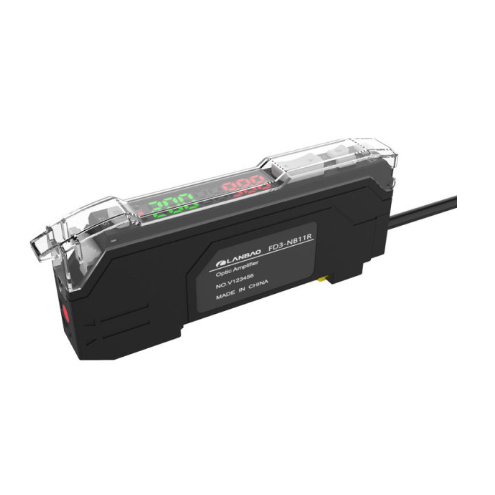 Optiskās šķiedras pastiprinātājs | 100mA | 71,8x35x9,8mm | 12–24VDC | NO/NC | PNP | 2m kabelis | PC | sarkanie LED stari | DIN stiprinājums
