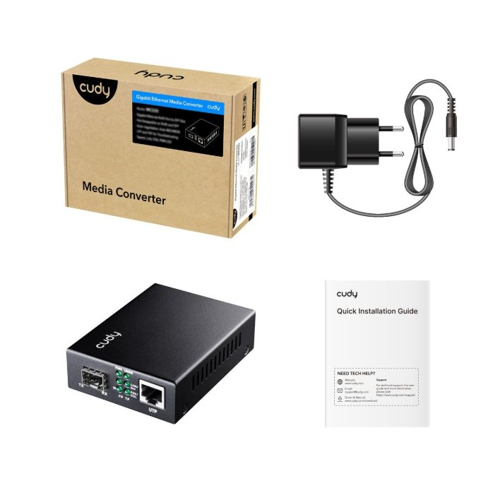 Konwerter światłowodowy | połączenie sieci światłowodowej z urządzeniami Ethernet | SFP 1.25G | RJ45 PoE | 1000 Mb/s | Full-Duplex 2