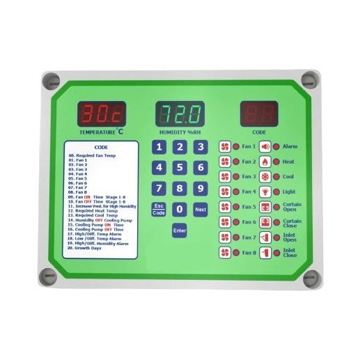 Air quality | microclimate controller | for 8 fan groups | for cooling | heating | lighting | curtain | damper control Air quality | microclimate controller | for 8 fan groups | for cooling | heating | lighting | curtain | damper control