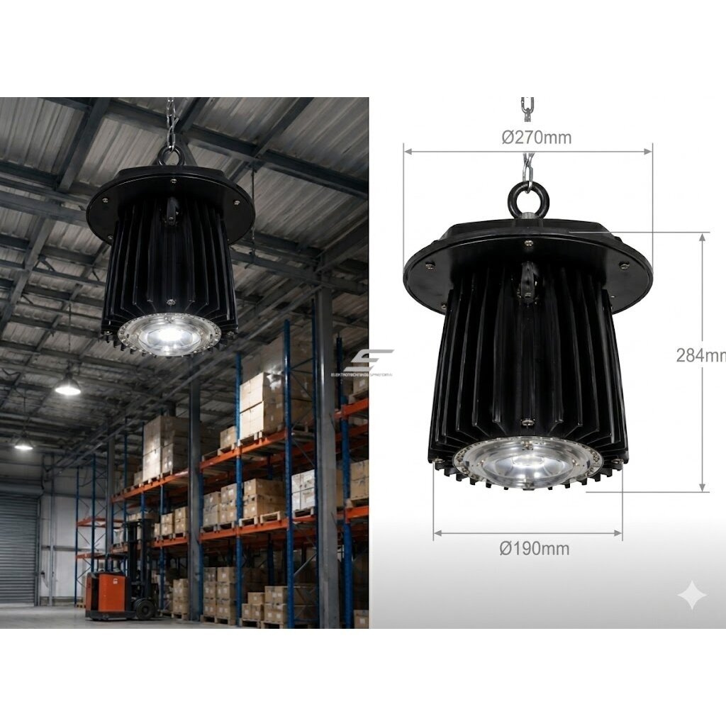 Zawieszany | przemysłowa oprawa LED do wysokich pomieszczeń | 80W | 230V | 6000–6500K | 7200lm | IP65 | 270/190x284mm | High Bay | Bridgelux | czarny | 5902216735682 1 Zawieszany | przemysłowa oprawa LED do wysokich pomieszczeń | 80W | 230V | 6000–6500K | 7200lm | IP65 | 270/190x284mm | High Bay | Bridgelux | czarny | 5902216735682 1