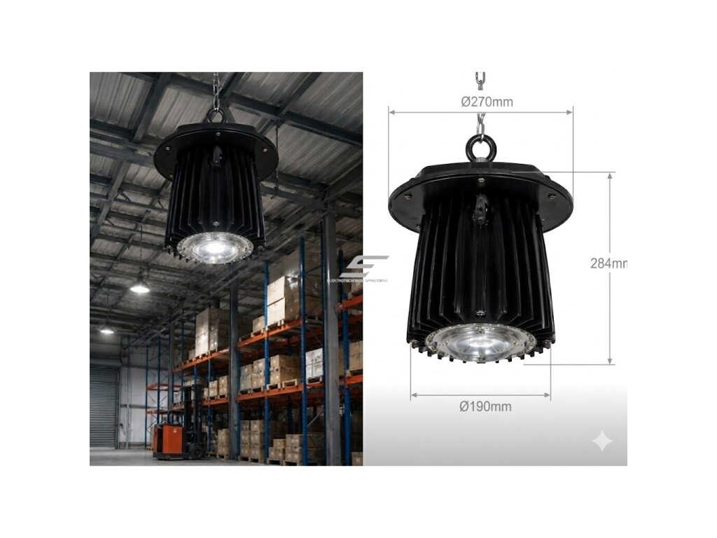 Pakabinamas | pramoninis LED šviestuvas aukštoms patalpoms | 80W | 230V | 6000–6500K | 7200lm | IP65 | 270/190x284mm | High Bay | Bridgelux | juodas | 5902216735682 1 Pakabinamas | pramoninis LED šviestuvas aukštoms patalpoms | 80W | 230V | 6000–6500K | 7200lm | IP65 | 270/190x284mm | High Bay | Bridgelux | juodas | 5902216735682 1