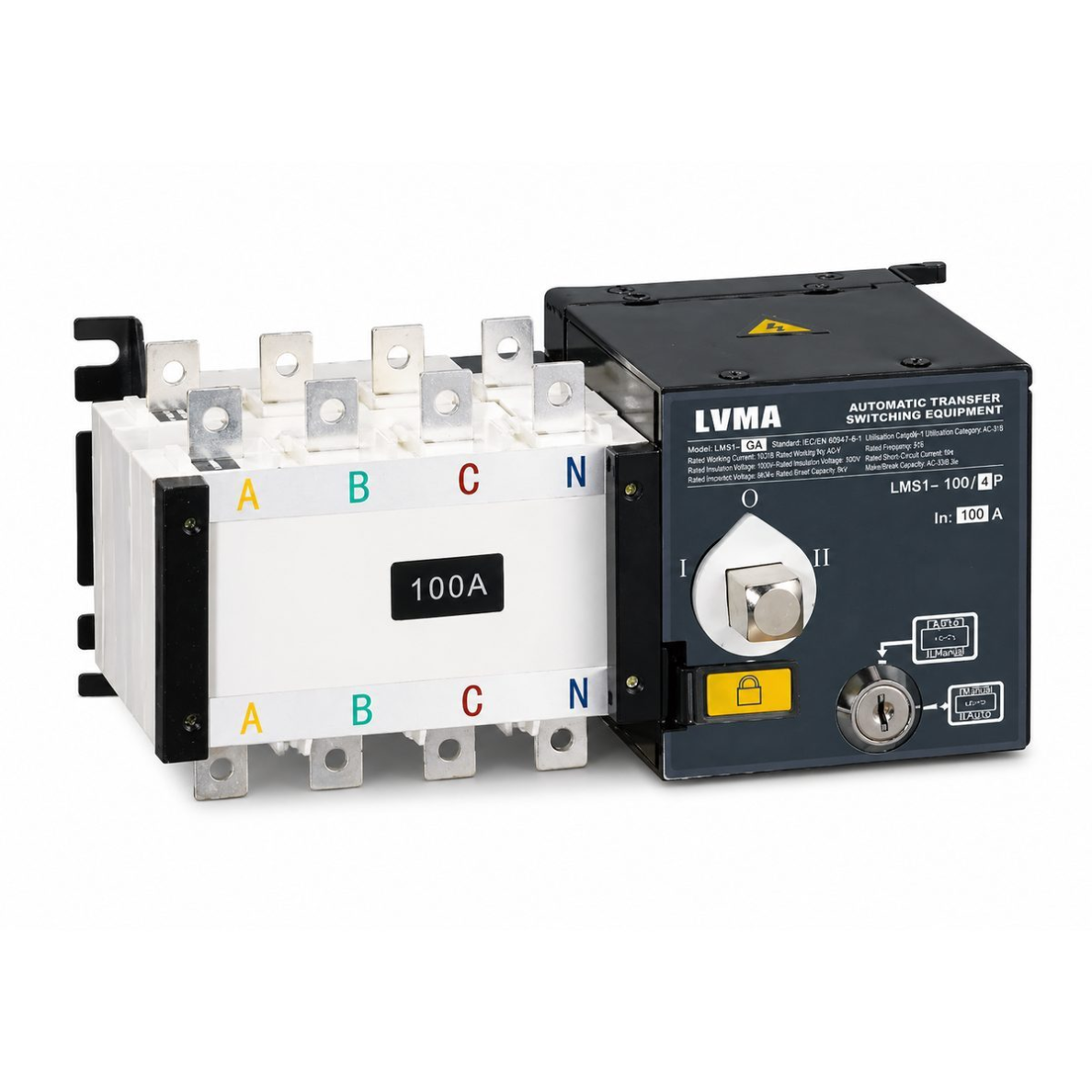 Modular automatic backup power transfer switch for generators (ATS) | 2P | 100A | 230V | 10kA | PC class | 50/60Hz Modular automatic backup power transfer switch for generators (ATS) | 2P | 100A | 230V | 10kA | PC class | 50/60Hz