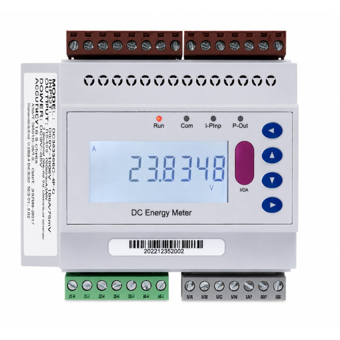 Līdzstrāvas elektroenerģijas skaitītājs | divu ķēžu | līdz 1000V DC | 100A (šunts) | RS485 Modbus | DIN sliede | precizitātes klase 0.5 | EV uzlādes stacijām Līdzstrāvas elektroenerģijas skaitītājs | divu ķēžu | līdz 1000V DC | 100A (šunts) | RS485 Modbus | DIN sliede | precizitātes klase 0.5 | EV uzlādes stacijām