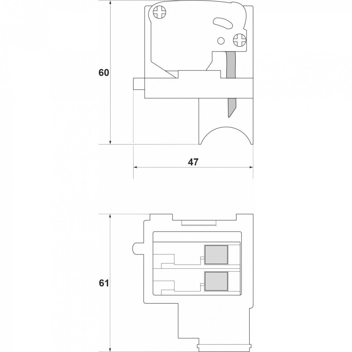 Auxiliary contact (right) for industrial automatic circuit breakers FMC5/3U (FMD) | 1NO+1NC | 10A | 230/400V | Promfactor Baltic F/AX5R 1