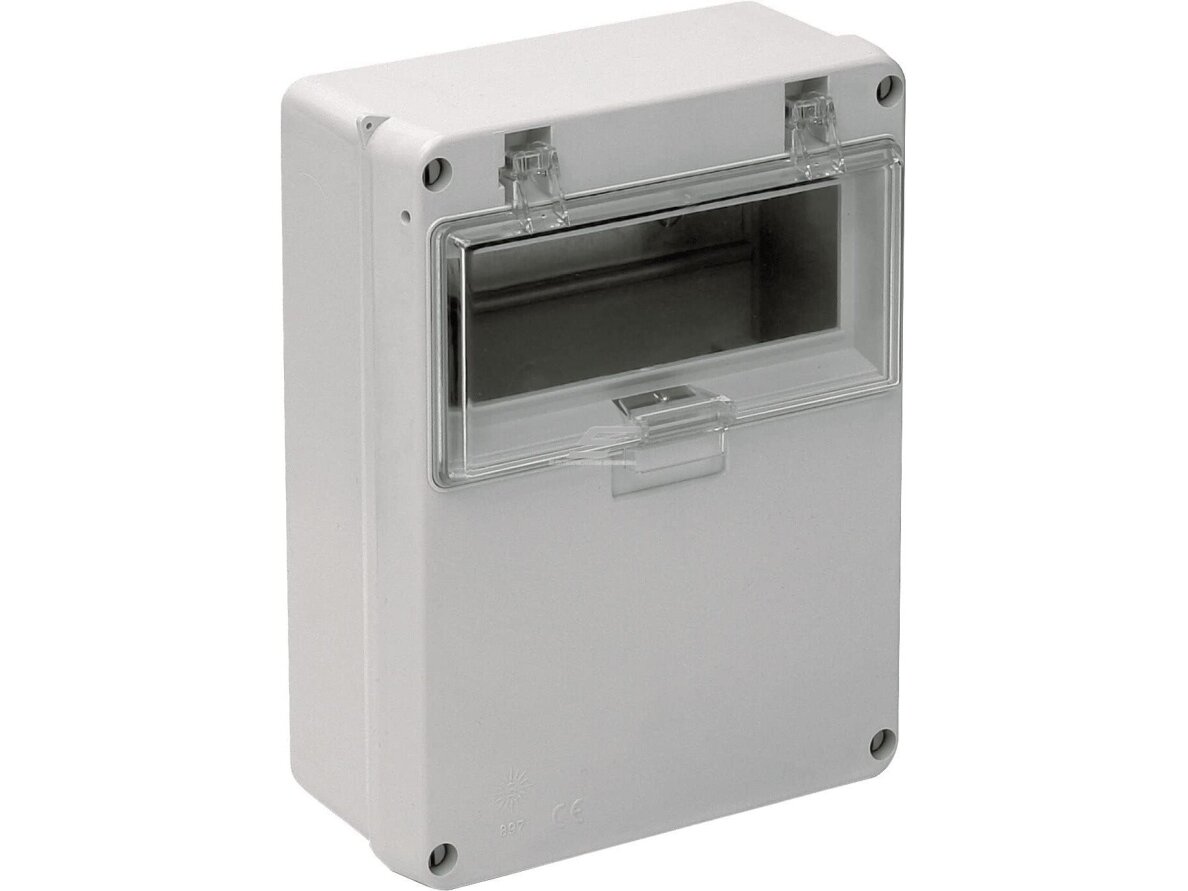 Pramoninis skydelis | dėžutė | 7 modulių | 180x230x86mm | su vieta montuoti kištukinius lizdus | hermetinis | garažams | komercinėms patalpoms | IP54 | Solera | 897