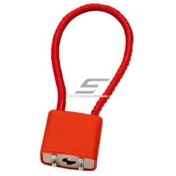 Hanging cable lock | padlock | 280mm  cable | 150x33mm | red | zinc alloy/plastic 1