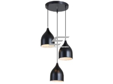 Pakabinamas šviestuvas | E14 | 3x20W | 230V | Ø170x210mm | su 1m kabeliu | be lempučių | IP20 | juodas korpusas | baltas vidus Pakabinamas šviestuvas | E14 | 3x20W | 230V | Ø170x210mm | su 1m kabeliu | be lempučių | IP20 | juodas korpusas | baltas vidus