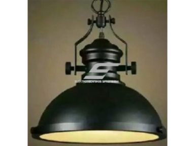Pakabinamas šviestuvas | E27 | 1x35W | 230V | Ø300x370mm | su 1m kabeliu | be lempučių | IP20 | juodas korpusas | baltas vidus